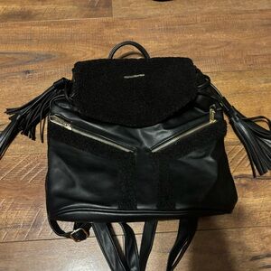 Rampage Black Faux Leather Mini Backpack